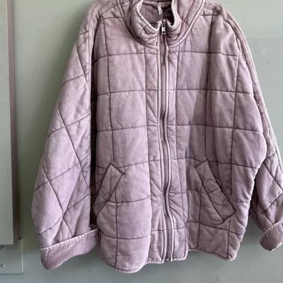 Free People Quilted Dolman Knit Jacket M Misty Mauve Pink - Picture 3 of 7